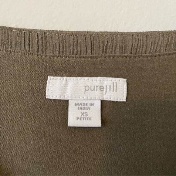 J. Jill Green Pure Jill Olive Asymmetrical Hem Crinkle Dress Lagenlook XS - Picture 8 of 9